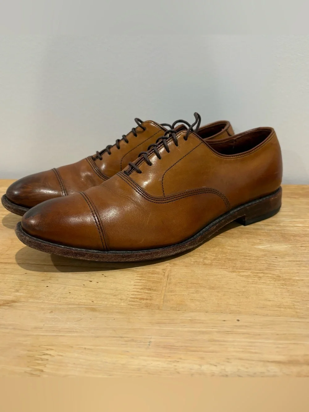 Allen Edmonds PARK AVENUE Shoes Mens 8.5‎ D Leather Cap-Toe Oxfords Made in USA